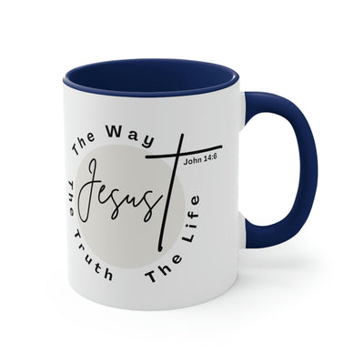 Two-tone Accent Ceramic Mug 11oz Jesus The Way The Truth The Life Illustration