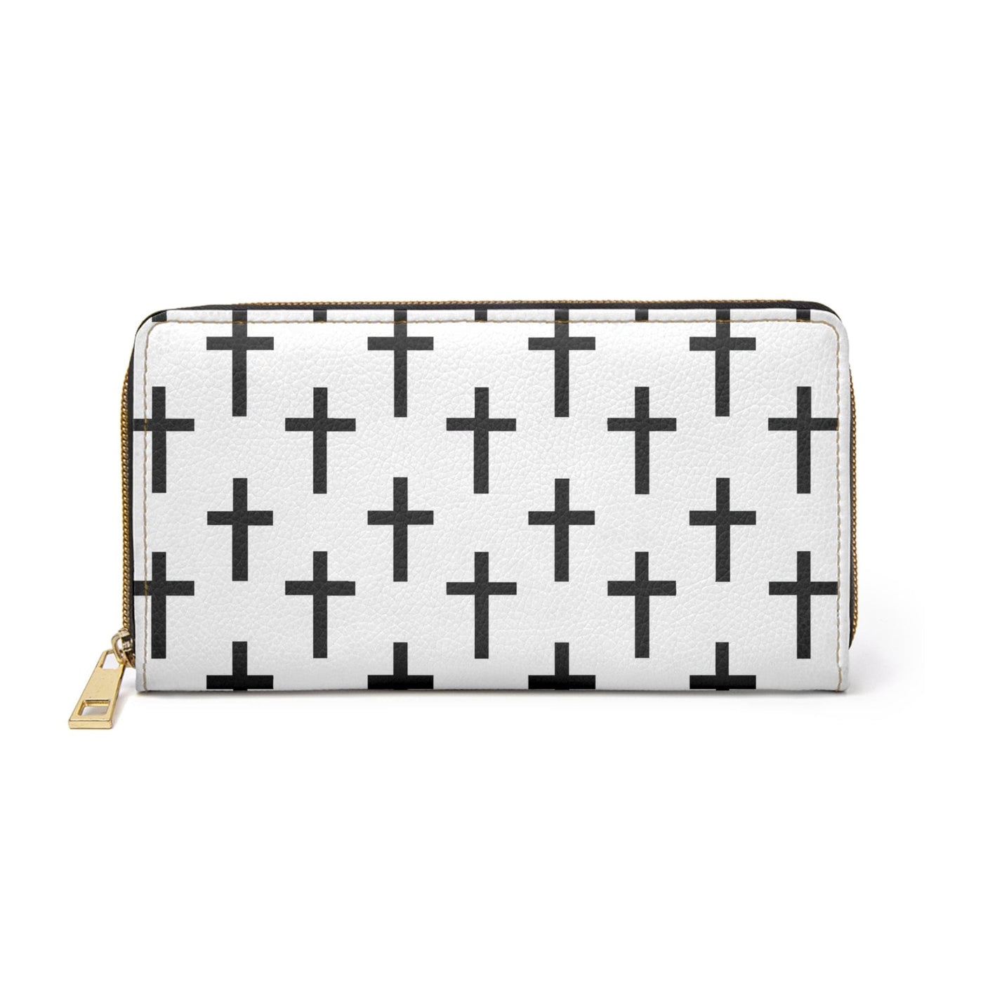 White And Black Seamless Cross Pattern Womens Zipper Wallet Clutch Purse - Bags