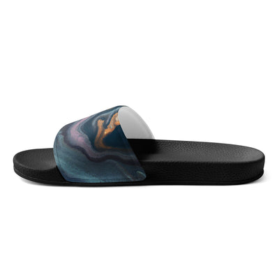 Women’s Slides Blue Pink Gold Abstract Marble Swirl Pattern - Womens | Slides