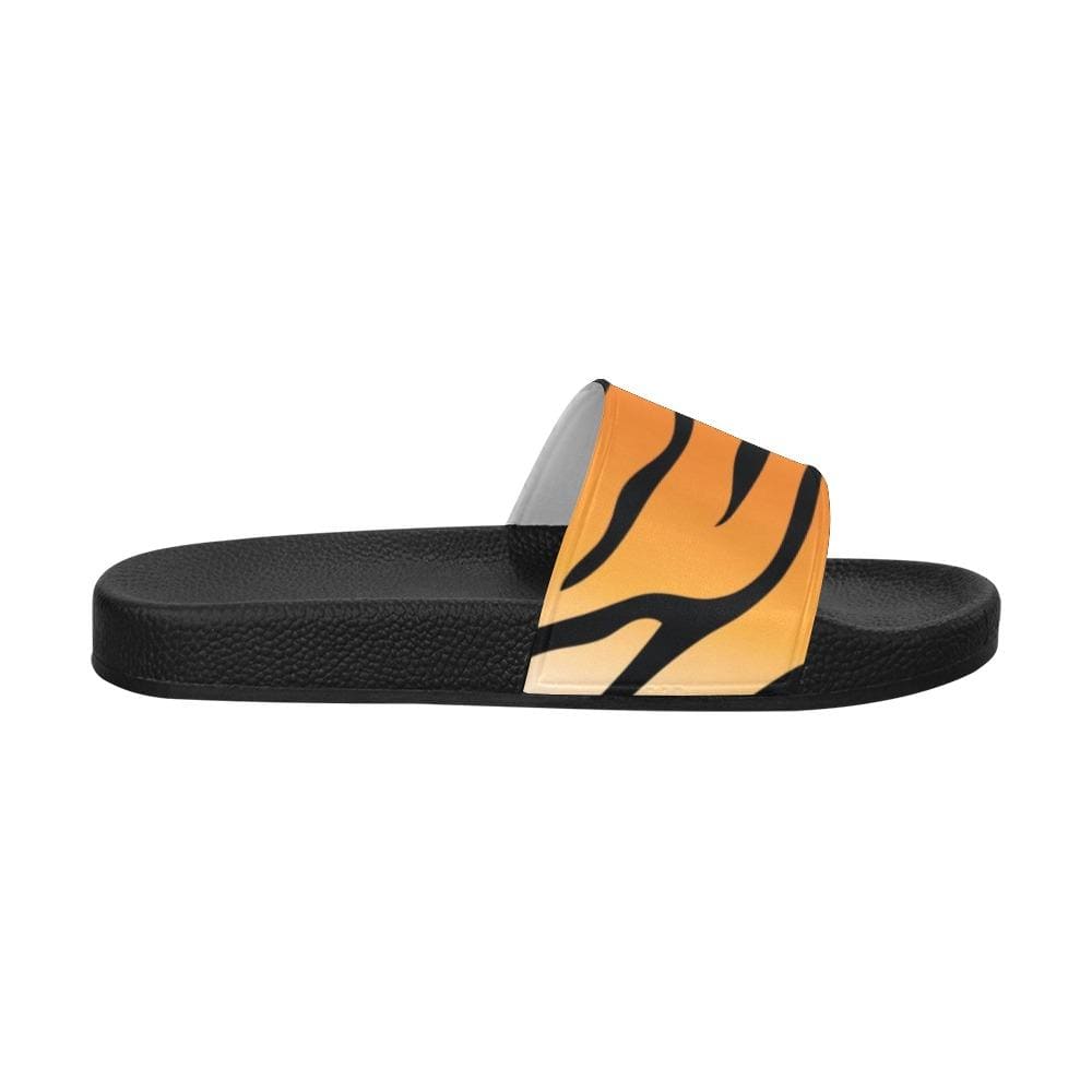 Womens Slides - Flip Flop Sandals - Orange and Black Tiger  display picture 3