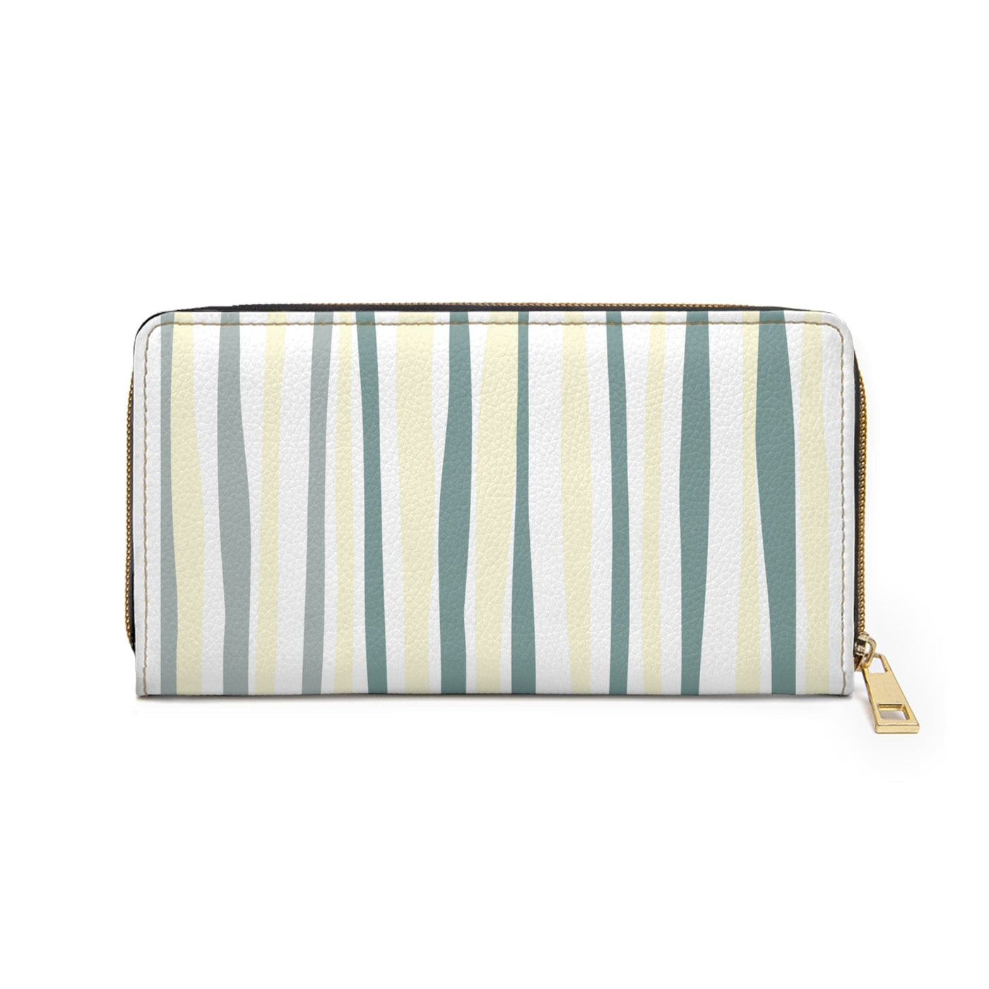 Yellow And Mint Stripe Abstract Art Womens Zipper Wallet Clutch Purse - Bags