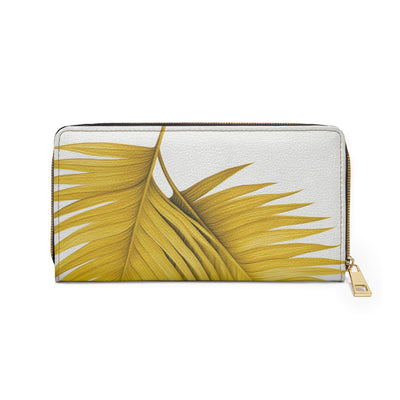 Yellow Palm Tree Leaves Minimalist Art Womens Zipper Wallet Clutch Purse - Bags