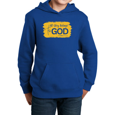 Youth Long Sleeve Hoodie All Glory Belongs To God Golden Yellow - Youth