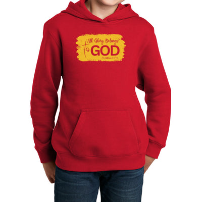 Youth Long Sleeve Hoodie All Glory Belongs To God Golden Yellow - Youth
