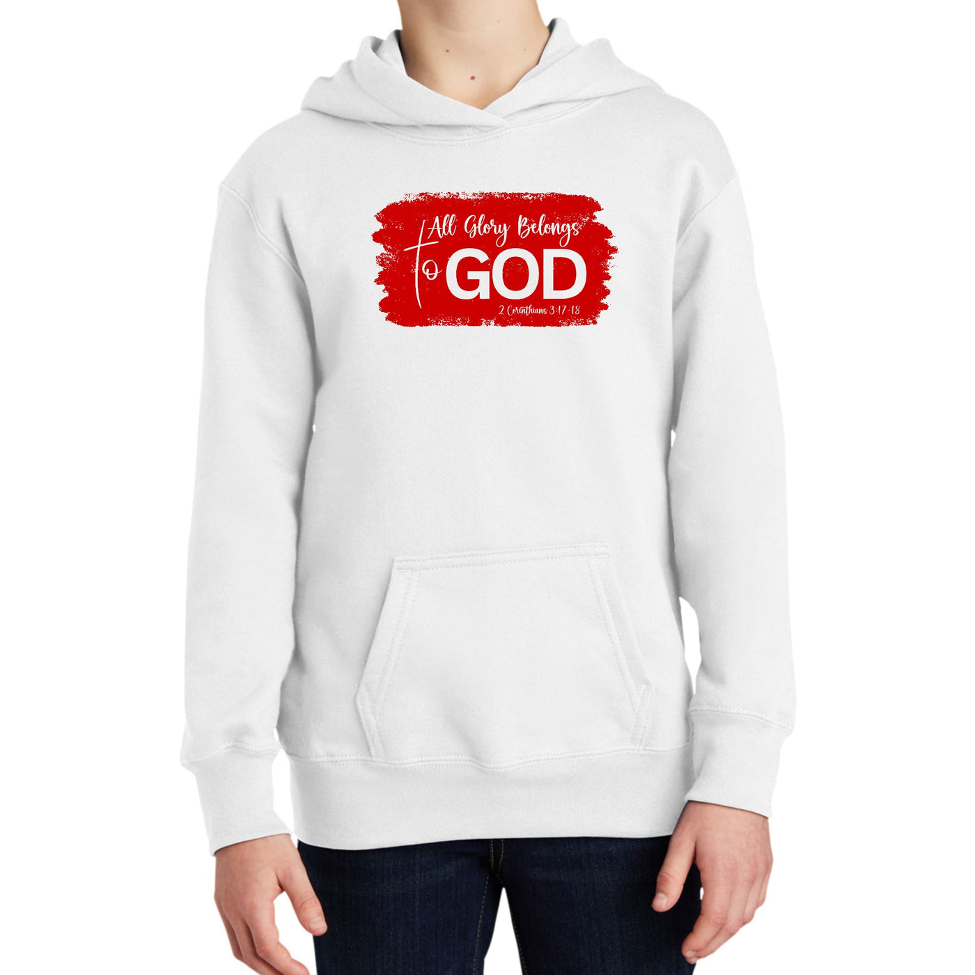 Youth Long Sleeve Hoodie All Glory Belongs To God Red - Youth | Hoodies