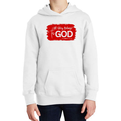 Youth Long Sleeve Hoodie All Glory Belongs To God Red - Youth | Hoodies