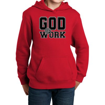 Youth Long Sleeve Hoodie God @ Work Print - Youth | Hoodies