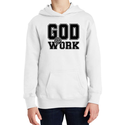 Youth Long Sleeve Hoodie God @ Work Print - Youth | Hoodies