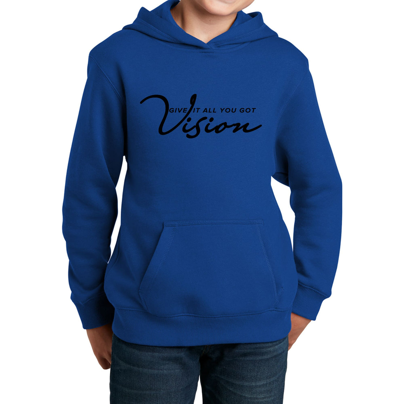 Youth Long Sleeve Hoodie Vision - Give It All You Got Black - Youth | Hoodies