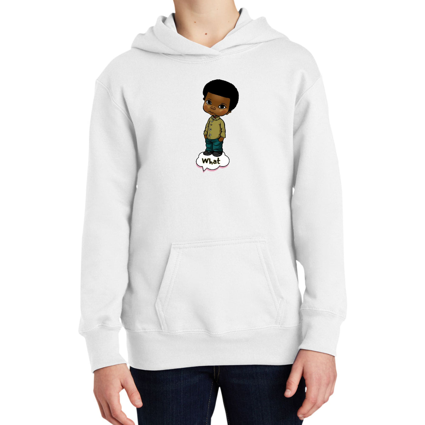 Youth Long Sleeve Hoodie What African American Boy Illustration Art - Youth