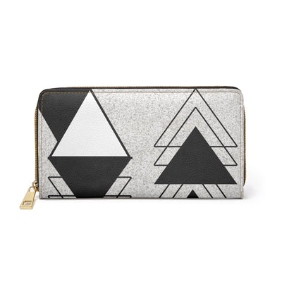 Zipper Wallet Black And White Ash Grey Triangular Colorblock - Bags | Zipper