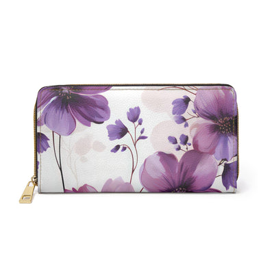 Zipper Wallet Purple And Violet Botanical Blooms: Floral Illustration - Bags