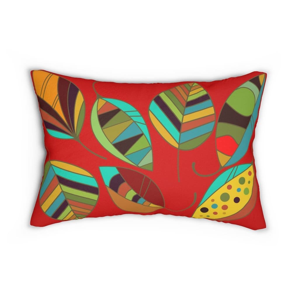 Decorative Throw Pillow - Double Sided Sofa Pillow / Red Autumn Leaves
