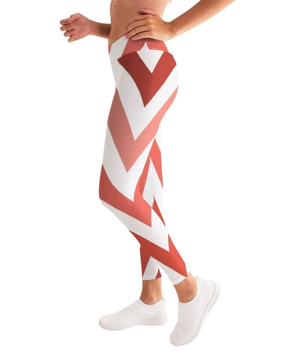 Womens High - waist Fitness Legging Yoga Pants Red White Herringbone - Womens