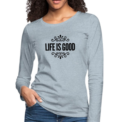 Womens Long Sleeve Graphic Tee Life Is Good Illustration - Womens | T - Shirts