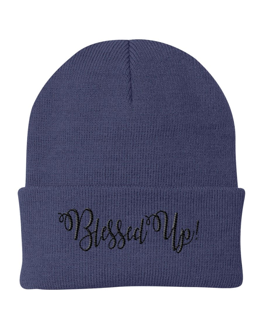 Beanie Cap / Blessed Up Embroidered Graphic - Cuffed Knit Hat - Unisex