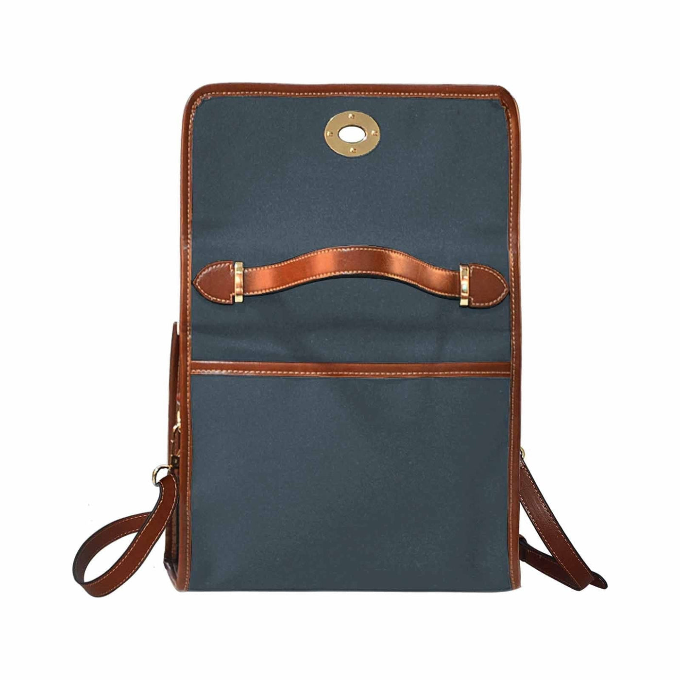 Canvas Handbag - Charcoal Black Bag / Brown Crossbody Strap - Bags | Handbags