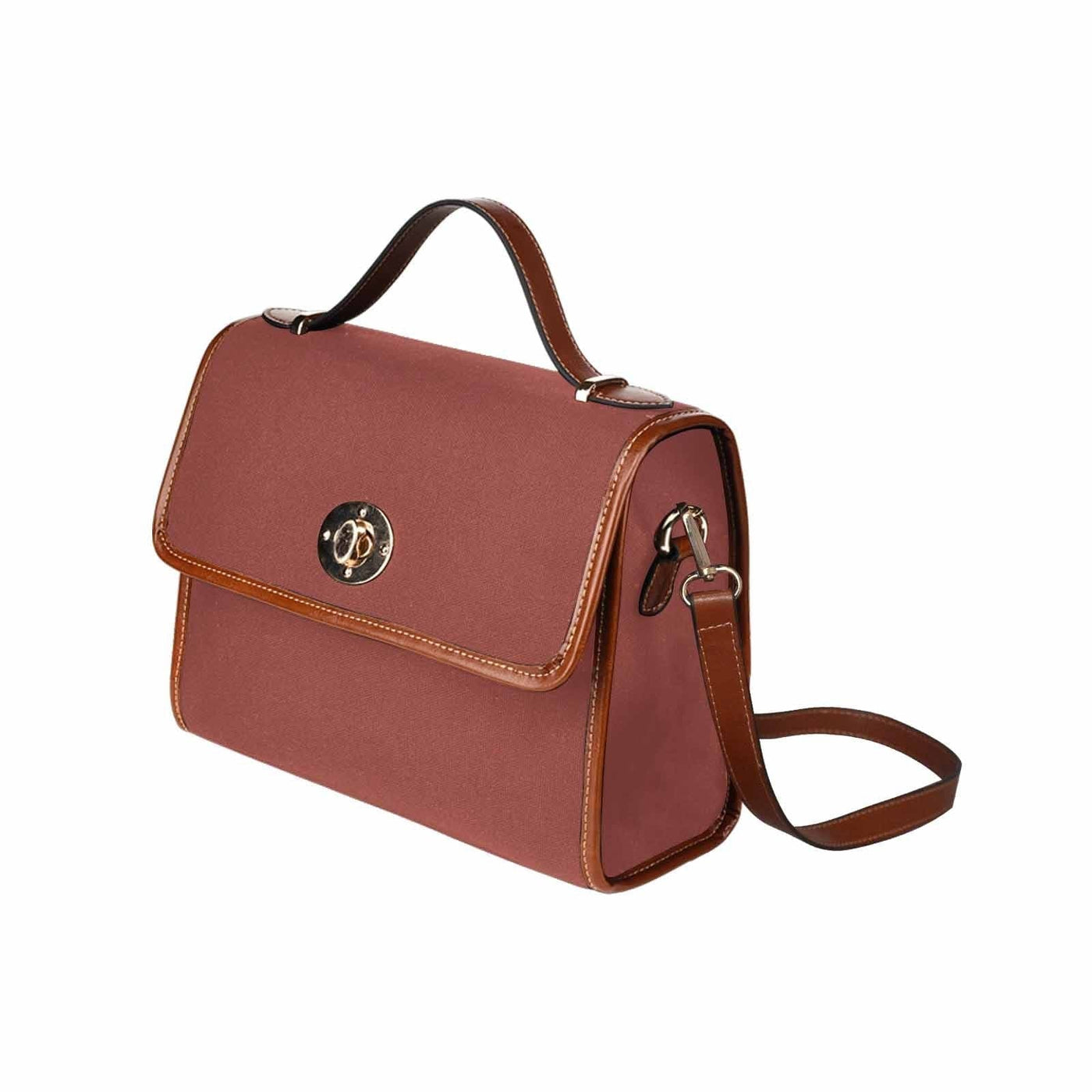 Canvas Handbag - Cognac Red Waterproof Bag /brown Crossbody Strap - Bags