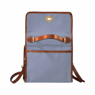 Canvas Handbag - Cool Gray Waterproof Bag / Brown Crossbody Strap - Bags