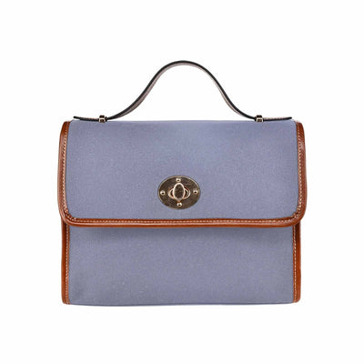 Canvas Handbag - Cool Gray Waterproof Bag / Brown Crossbody Strap - Bags