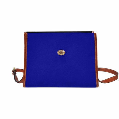 Canvas Handbag - Dark Blue Waterproof Bag /brown Crossbody Strap - Bags