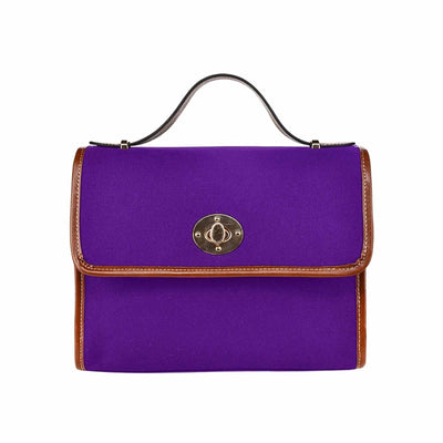 Canvas Handbag - Indigo Purple Waterproof Bag / Brown Crossbody Strap - Bags