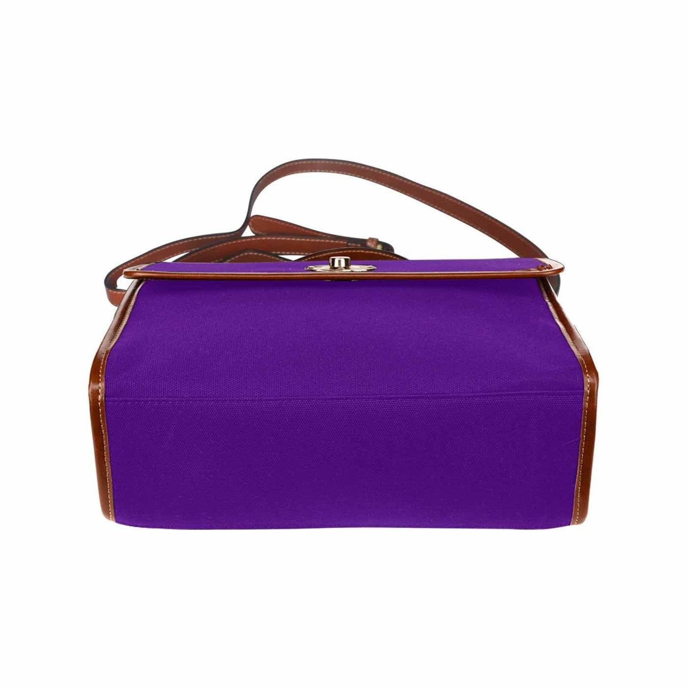 Canvas Handbag - Indigo Purple Waterproof Bag / Brown Crossbody Strap - Bags