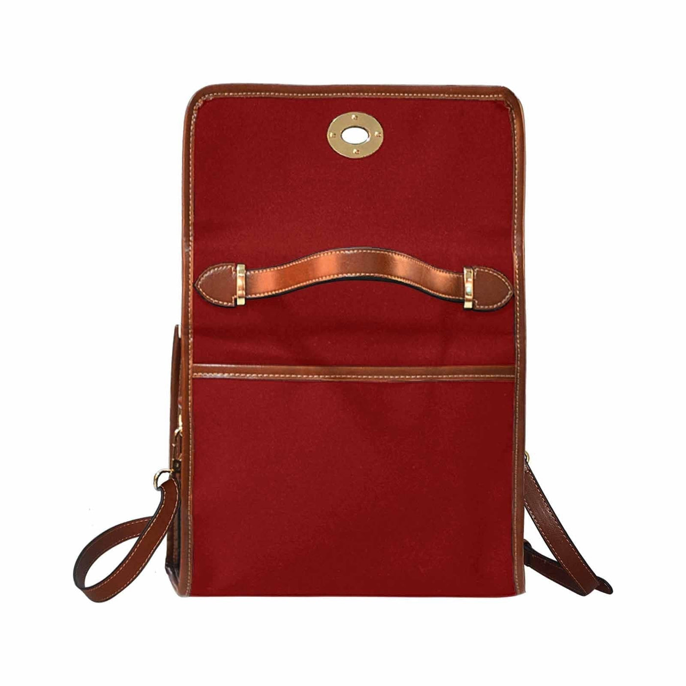 Canvas Handbag - Maroon Red Waterproof Bag /brown Crossbody Strap - Bags
