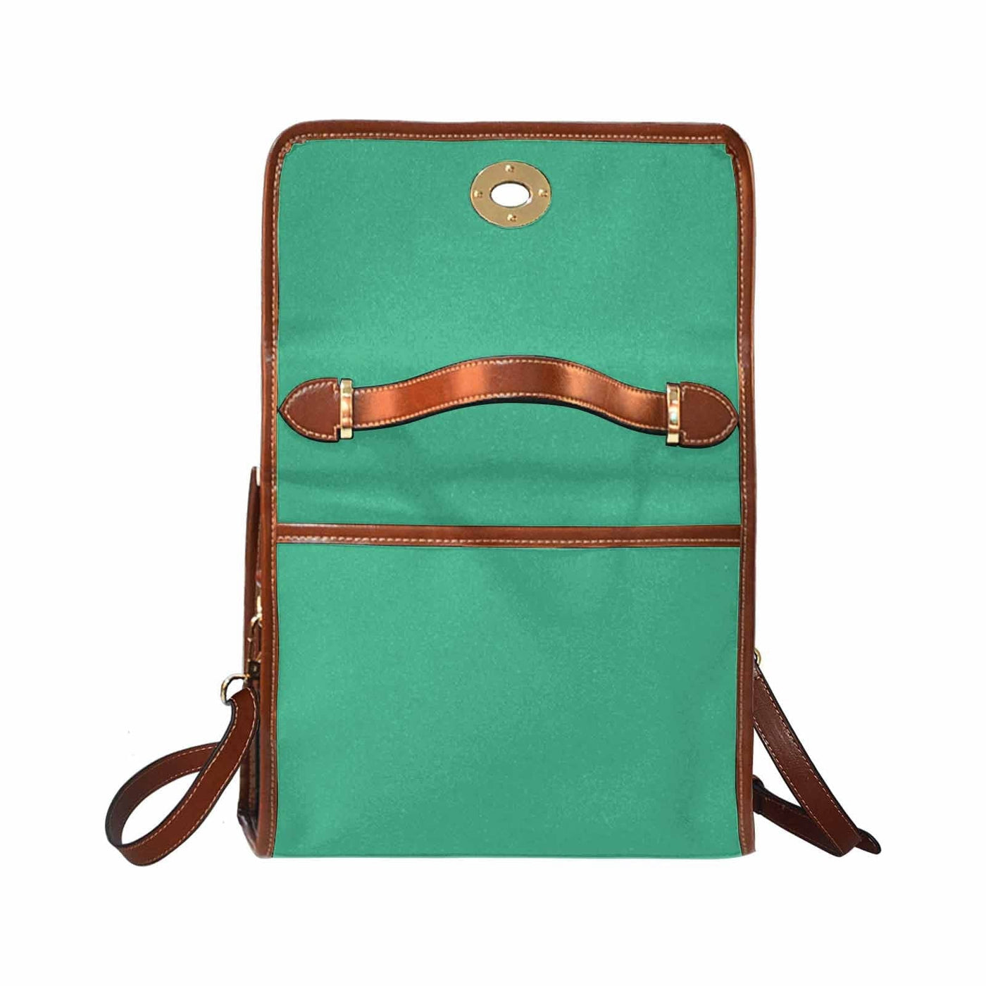 Canvas Handbag - Mint Green Waterproof Bag / Brown Crossbody Strap - Bags