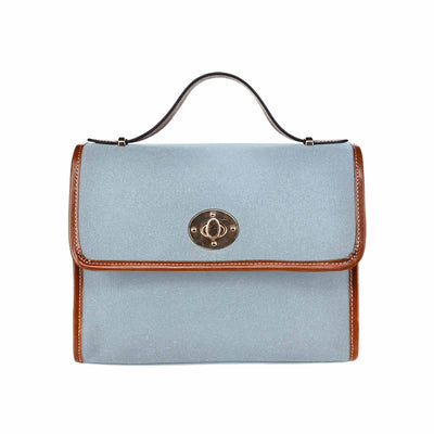 Canvas Handbag - Pastel Blue Waterproof Bag / Brown Crossbody Strap - Bags