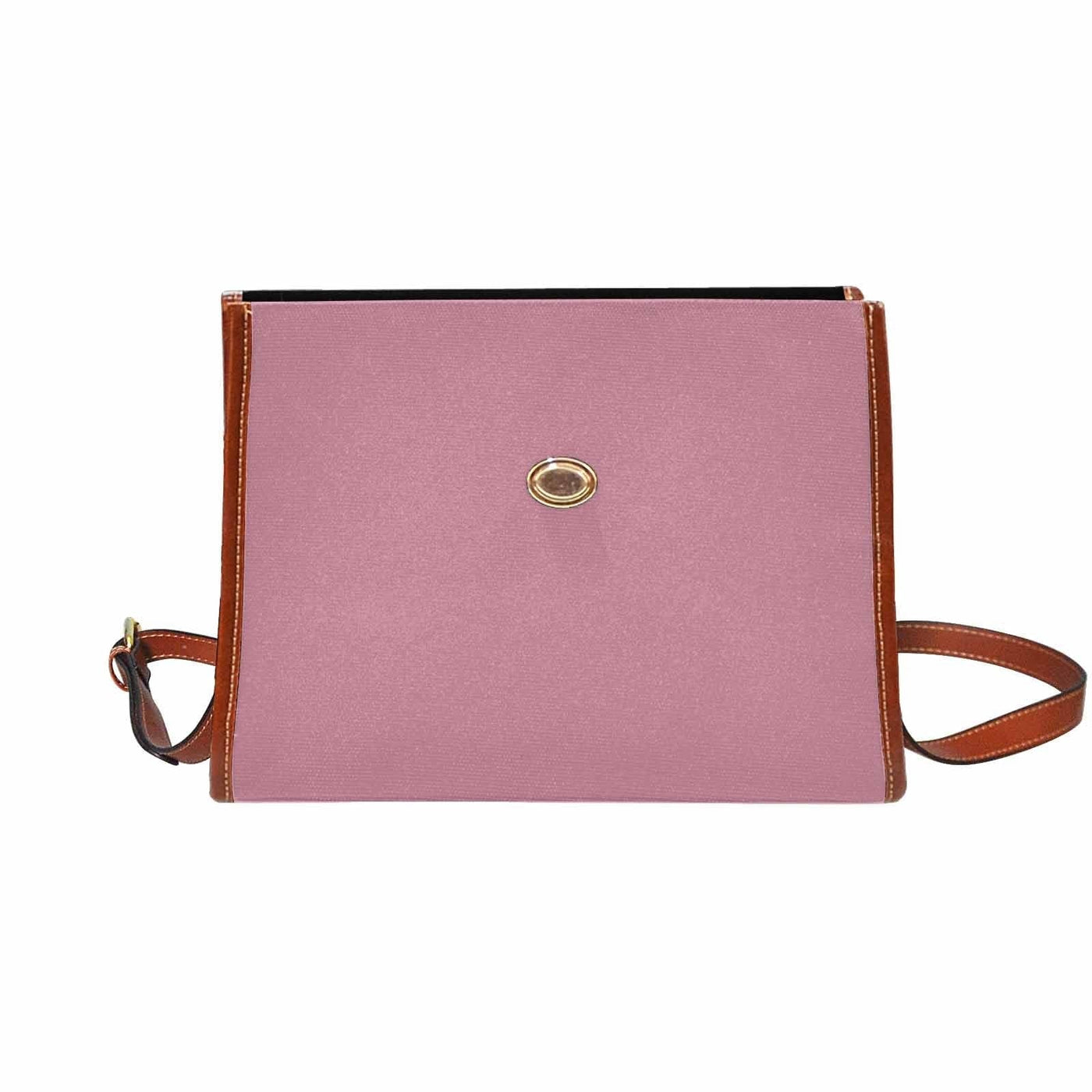 Canvas Handbag - Puce Red Waterproof Bag /brown Crossbody Strap - Bags
