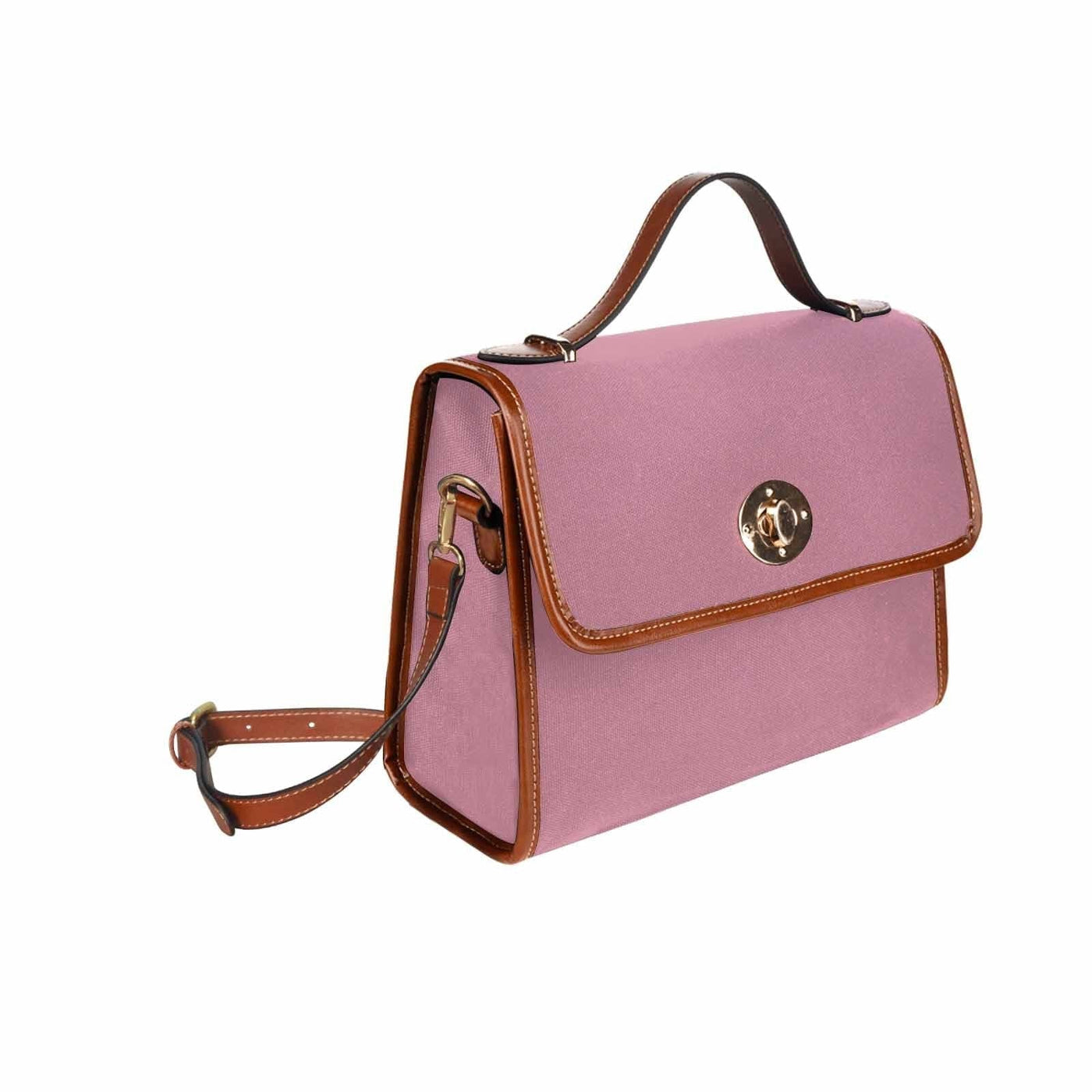 Canvas Handbag - Puce Red Waterproof Bag /brown Crossbody Strap - Bags