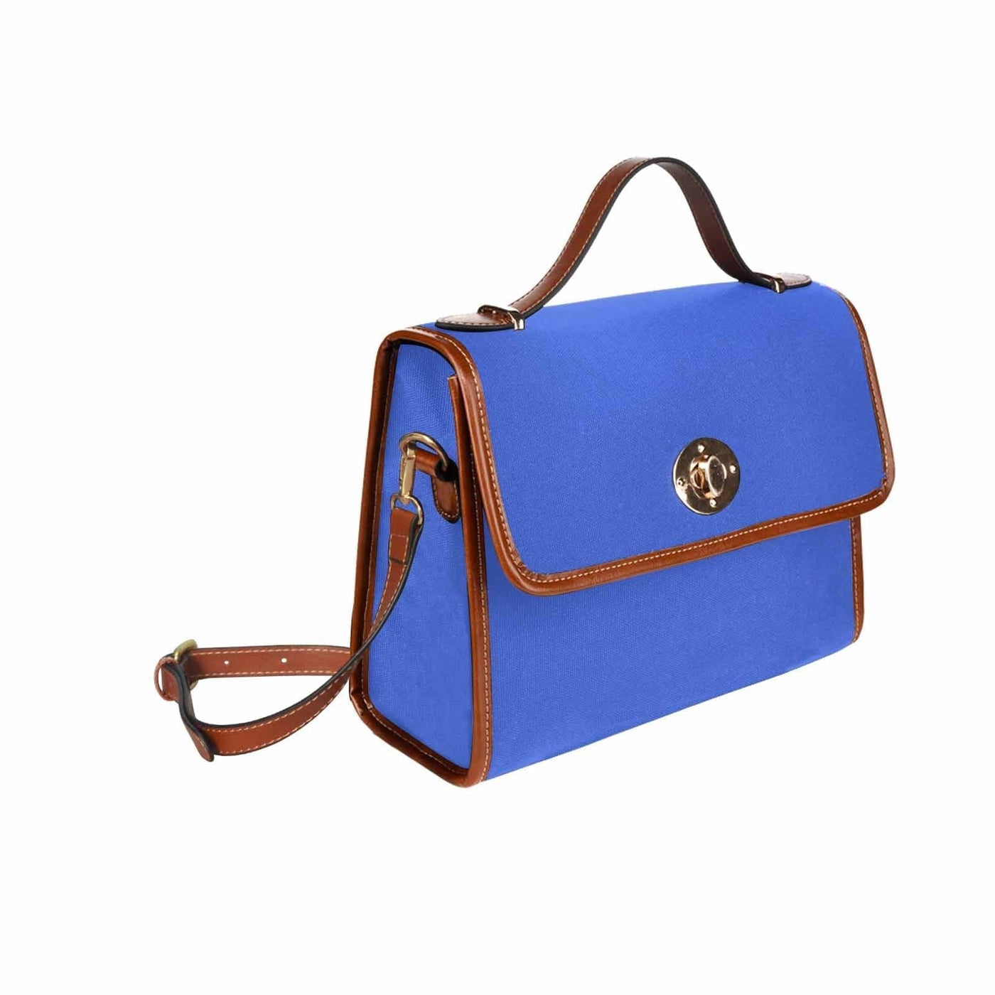 Canvas Handbag - Royal Blue Waterproof Bag /brown Crossbody Strap - Bags