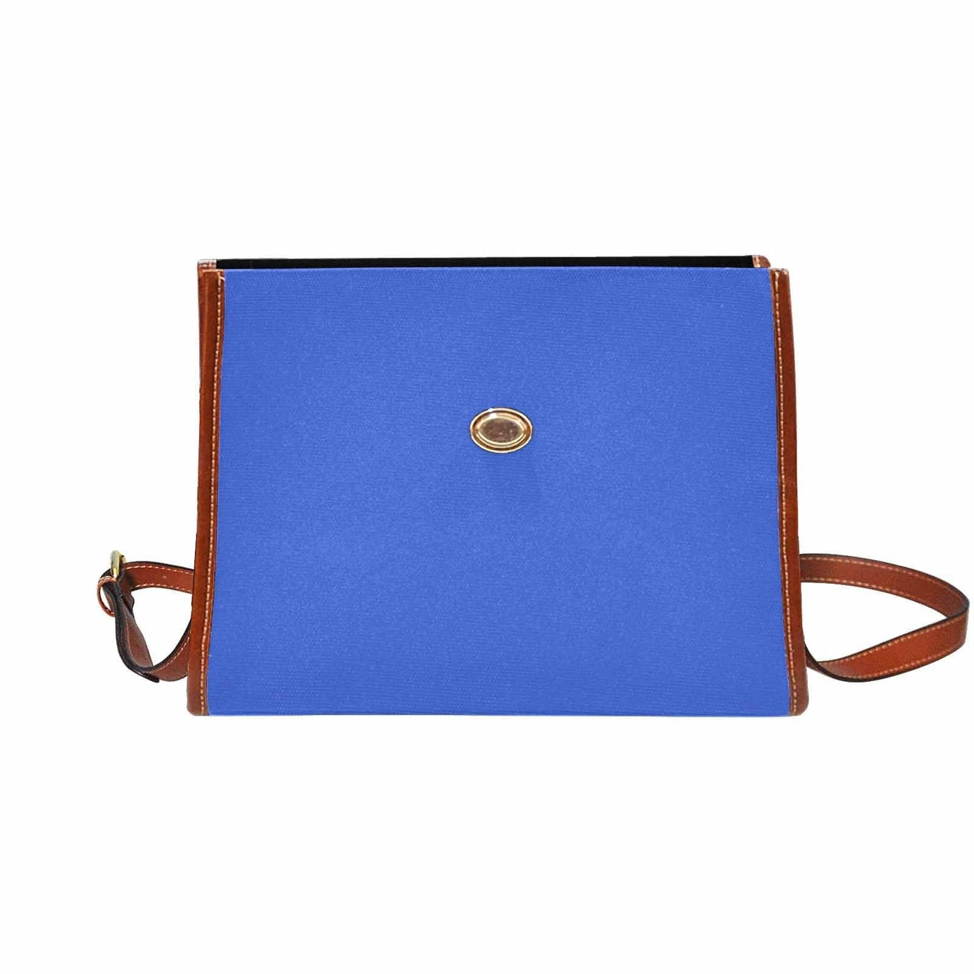 Canvas Handbag - Royal Blue Waterproof Bag /brown Crossbody Strap - Bags