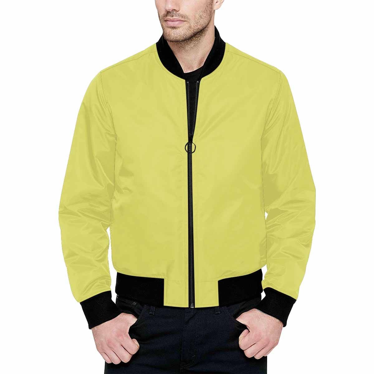 Mens Jacket Honeysuckle Yellow And Black Bomber Jacket - Mens | Jackets