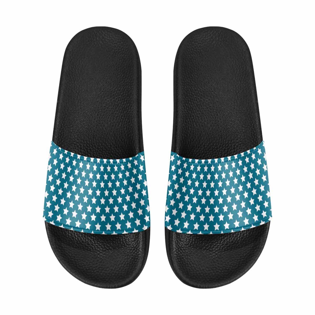 Mens Slide Sandals Aqua Blue And White Stars - Mens | Slides