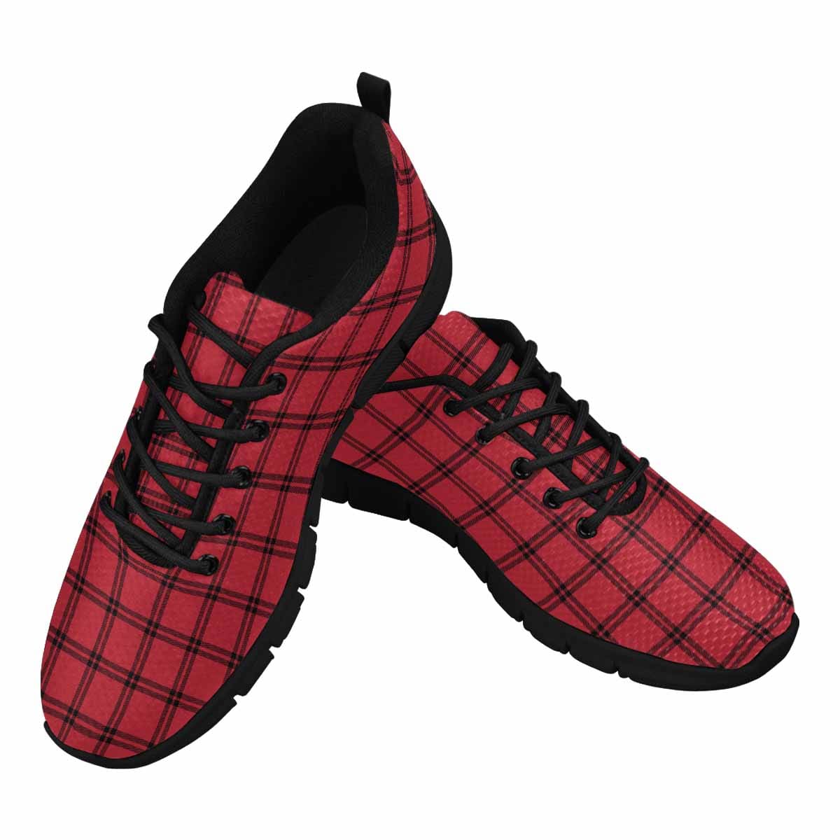 Sneakers For Men Buffalo Plaid Red And Black - Running Shoes Dg836 - Mens