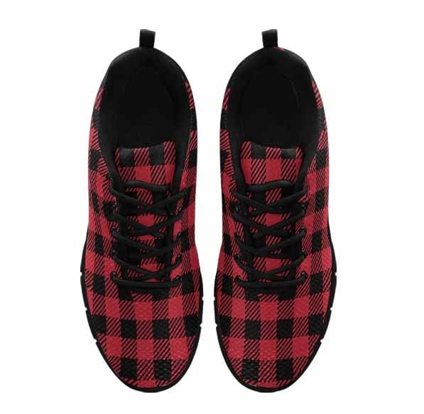 Sneakers For Men Buffalo Plaid Red And Black - Running Shoes Dg848 - Mens