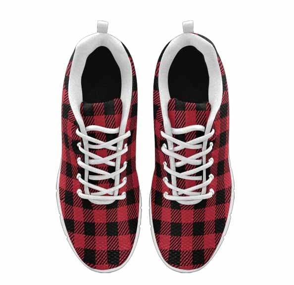 Sneakers For Men Buffalo Plaid Red And Black - Running Shoes Dg849 - Mens