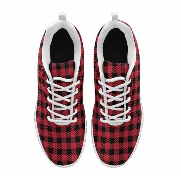 Sneakers For Men Buffalo Plaid Red And Black - Running Shoes Dg853 - Mens