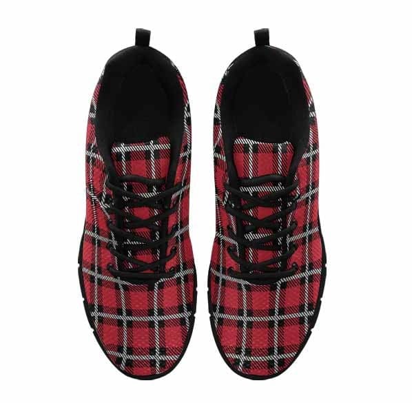 Sneakers For Men Buffalo Plaid Red And Black Running Shoes Dg866 - Mens