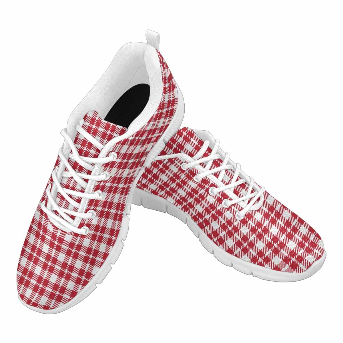 Sneakers For Men Buffalo Plaid Red And White - Running Shoes Dg861 - Mens