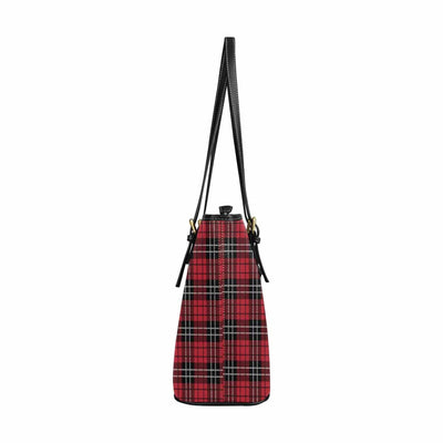 Large Leather Tote Shoulder Bag - Buffalo Plaid Red And Black S954658 - Bags