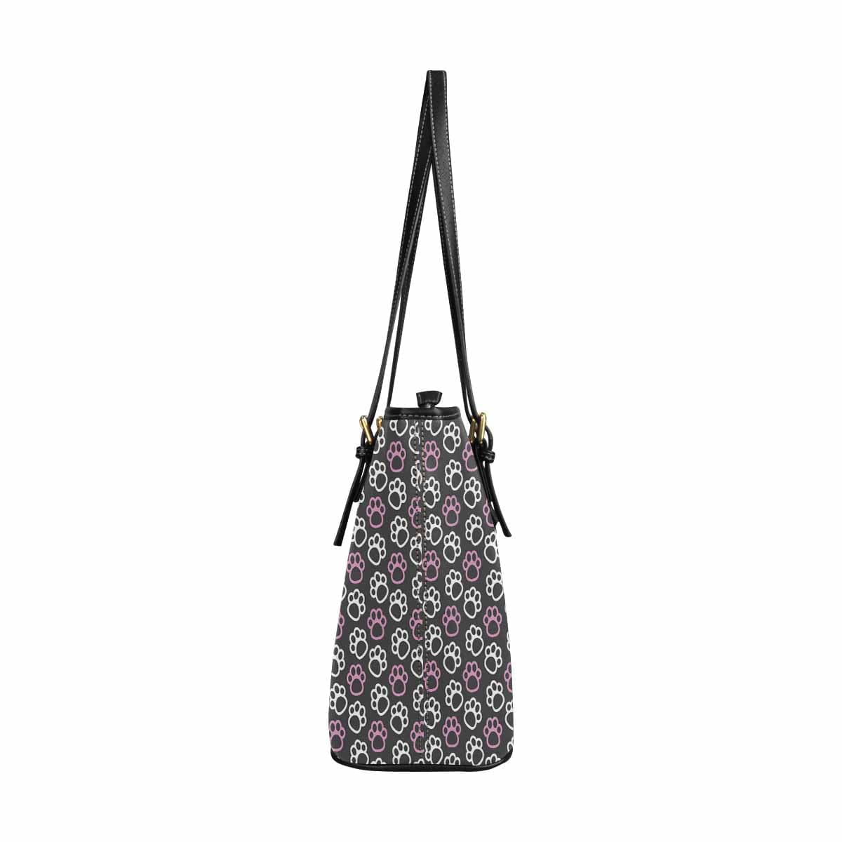 Large Leather Tote Shoulder Bag - Paws Pink And White Tote - Bags | Leather