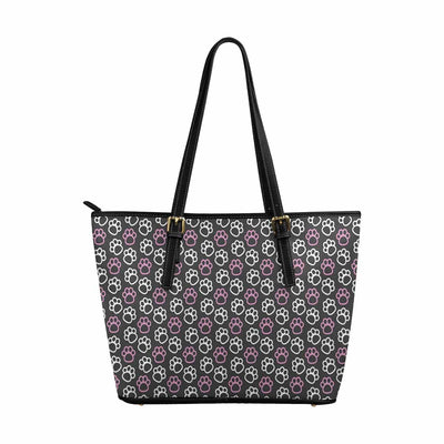 Large Leather Tote Shoulder Bag - Paws Pink And White Tote - Bags | Leather