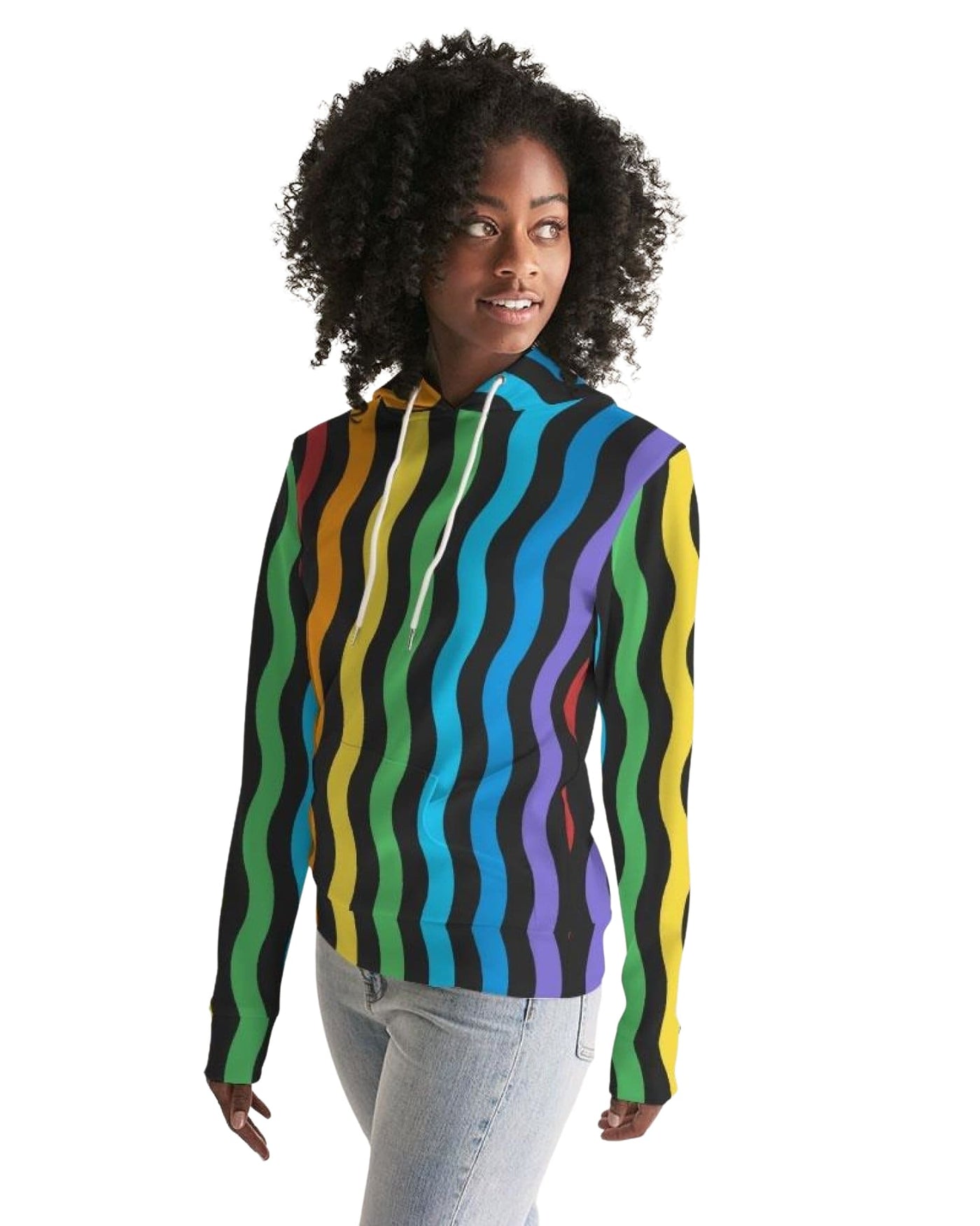 Womens Hoodie - Pullover Hooded Sweatshirt - graphic/rainbow Stripes | Hoodies