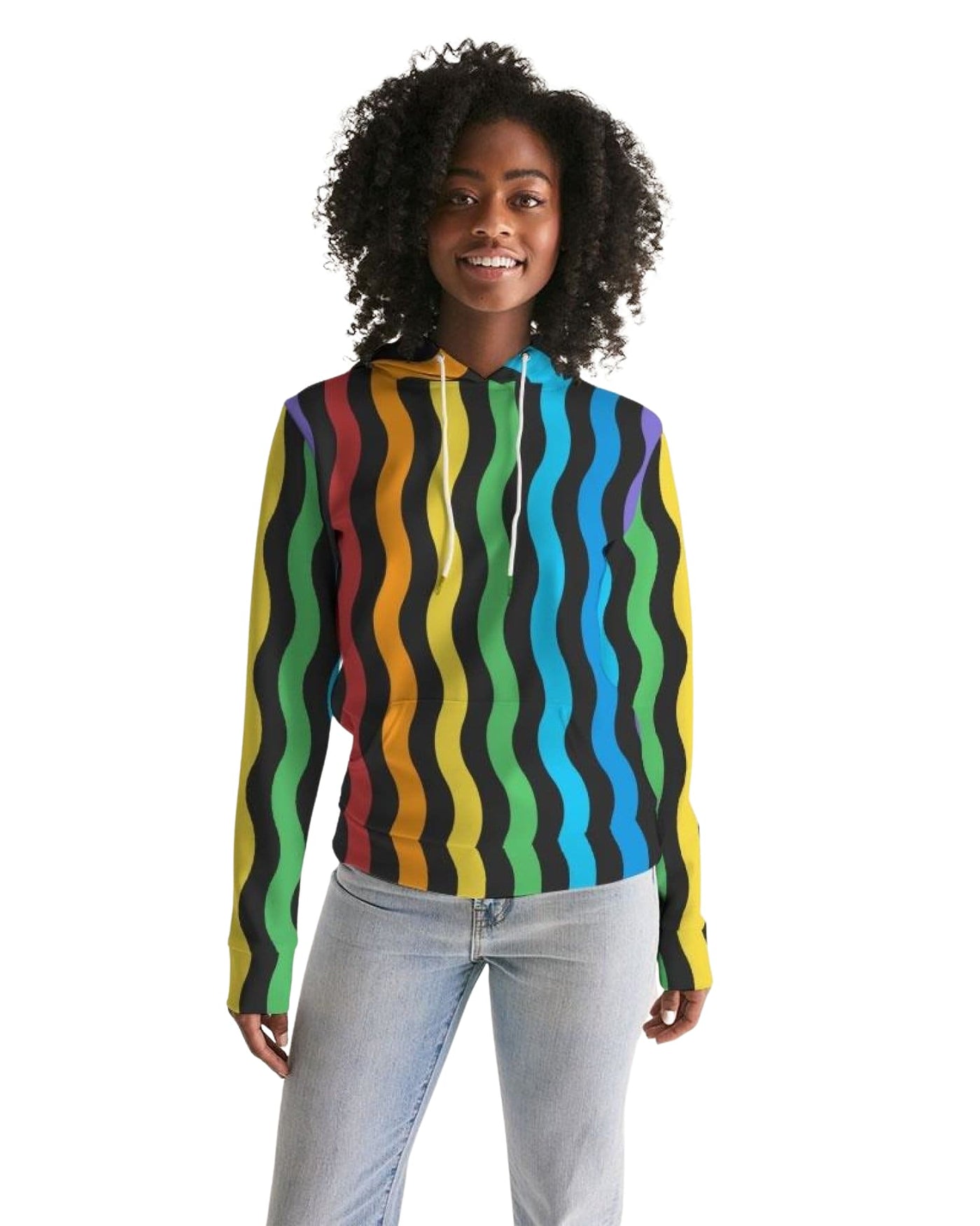 Womens Hoodie - Pullover Hooded Sweatshirt - graphic/rainbow Stripes | Hoodies
