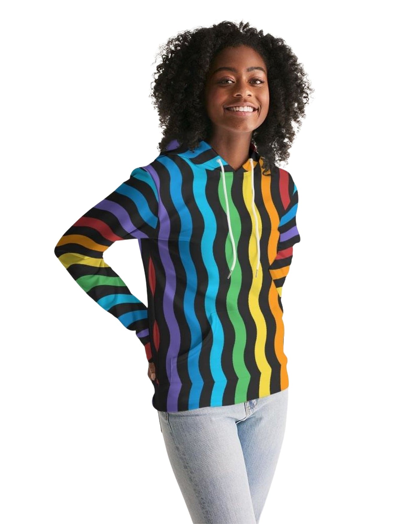 Womens Hoodie - Pullover Sweatshirt Graphic/rainbow Stripe | Hoodies AOP