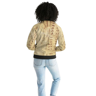 Womens Jacket Musical Notes Style Bomber - Jackets Bombers