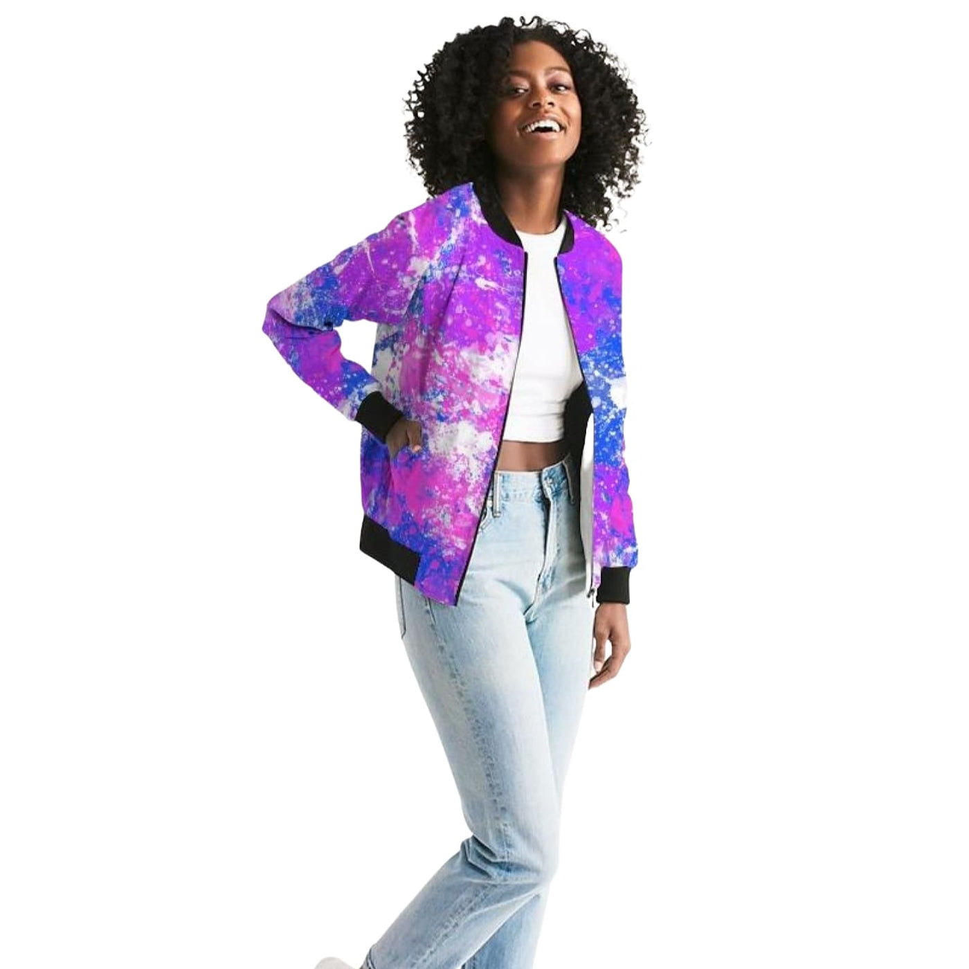 Womens Jackets Cotton Candy Purple Style Bomber Jacket - Bombers